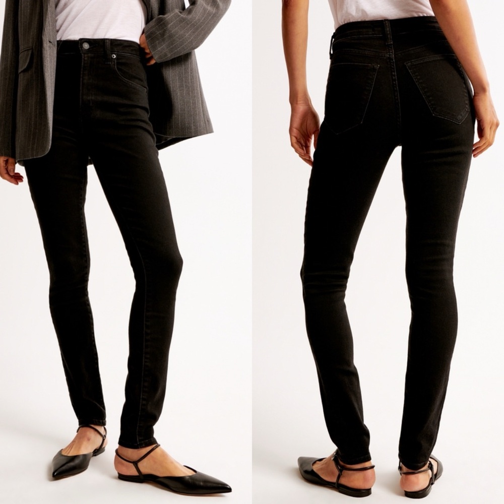 Abercrombie & Fitch Super Skinny High Rise Jeans Black Denim Size 25 / 0 Short